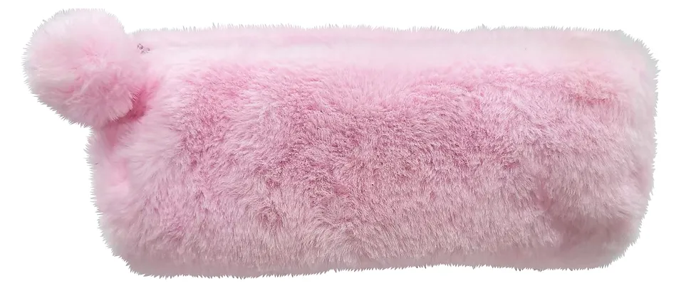 Office Depot® Brand Furry Pencil Pouch, 3-1/2" x 9", Light Pink