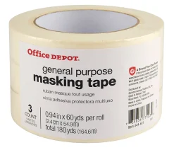 Office DepotĀ® Brand General-Purpose Masking Tape, 0.94" x 60 Yd., Pack Of 3 Rolls