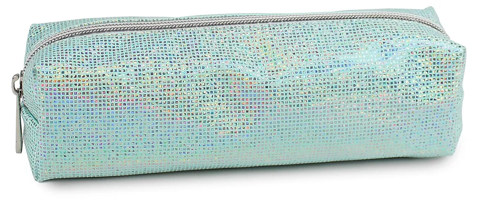 Office Depot® Brand Glitter Pencil Pouch, 2-2/5" x 8-7/10", Mint Glitter