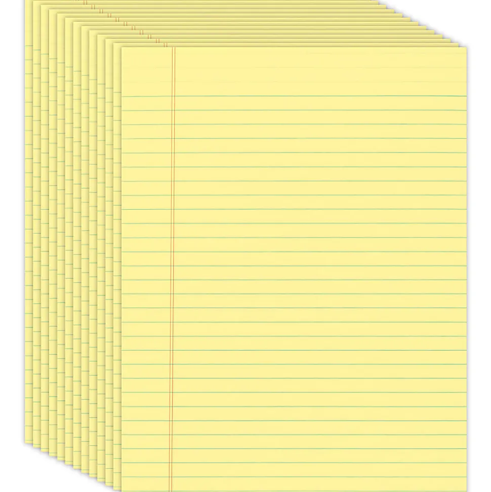 Office Depot® Brand Glue-Top Legal Pads, 8-1/2" x 11", Legal Ruled, 50 Sheets, Canary, Pack Of 12 Pads