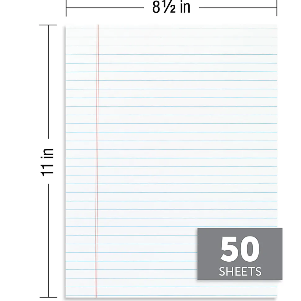 Office Depot® Brand Glue-Top Legal Pads, 8-1/2" x 11", Legal Ruled, 50 Sheets, White, Pack Of 12 Pads