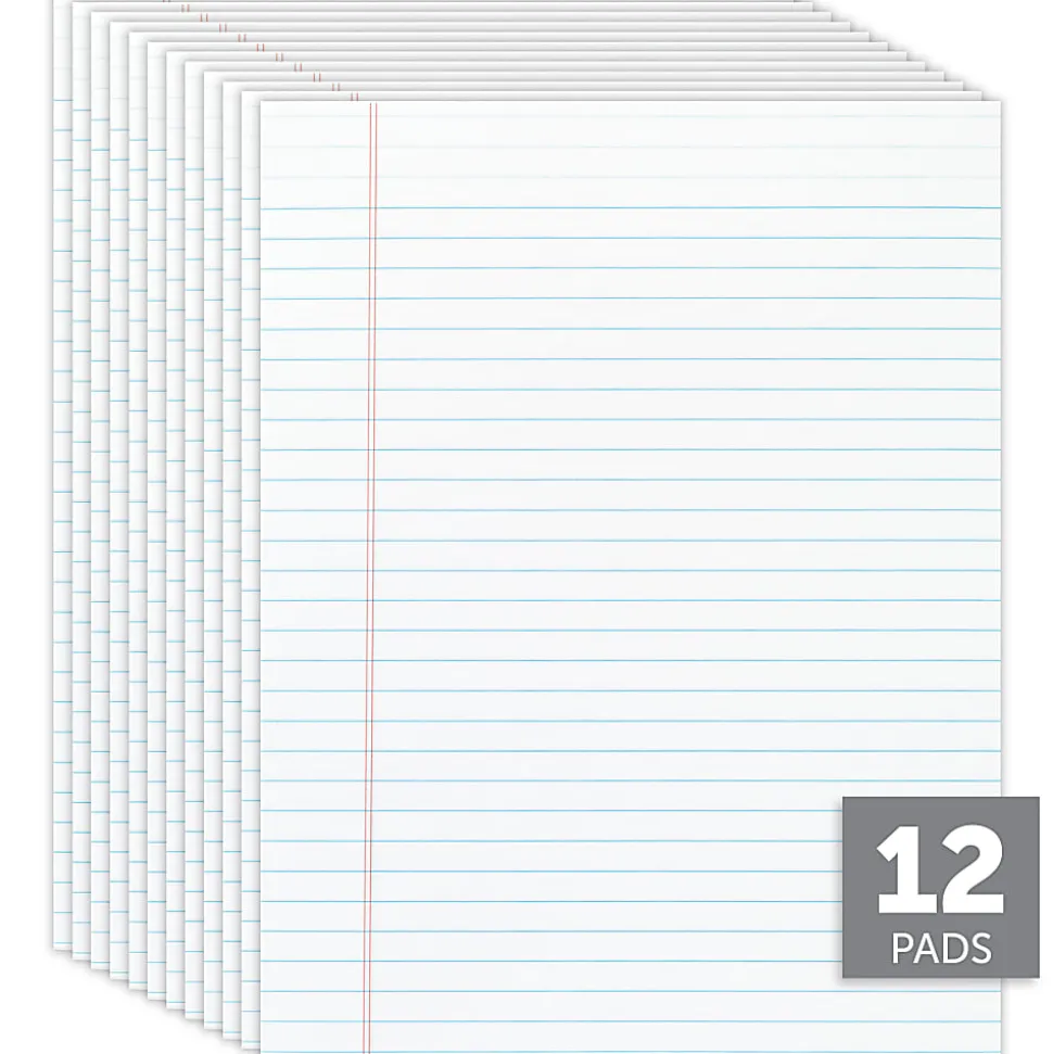 Office Depot® Brand Glue-Top Legal Pads, 8-1/2" x 11", Legal Ruled, 50 Sheets, White, Pack Of 12 Pads