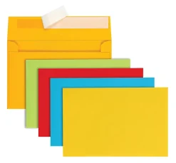 Office DepotĀ® Brand Greeting Card Envelopes, A9, Clean Seal, Assorted Brights, Box Of 50