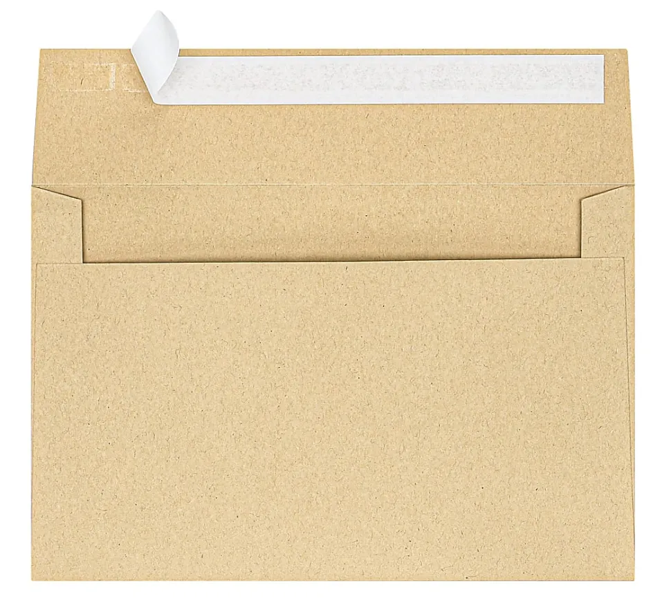 Office Depot® Brand Greeting Card Envelopes, A9, 5-3/4" x 8-3/4", Clean Seal, Brown Kraft, Box Of 25