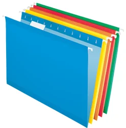 Office Depot® Brand Hanging Folders, 1/5 Cut, 15-3/4" x 9-3/8", Legal Size, Assorted Primary Colors, Box Of 25