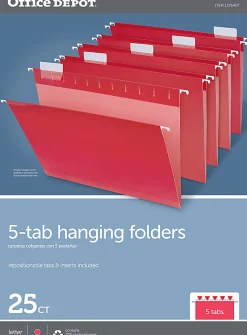 Office Depot® Brand Hanging Folders, Letter Size, Red, Box Of 25