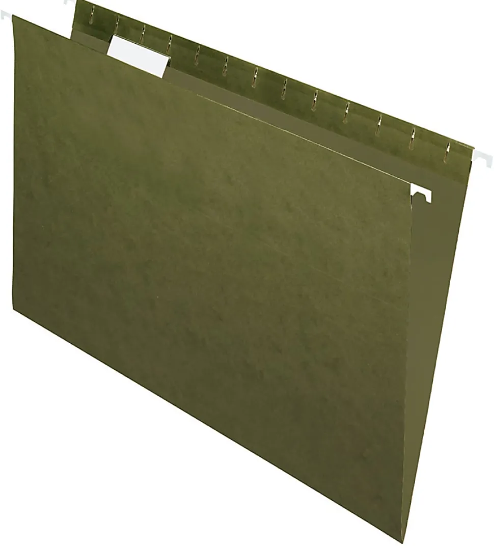 Office Depot® Brand Hanging Folders, 1/5 Cut, Legal Size, 100% Recycled, Green, Pack Of 25