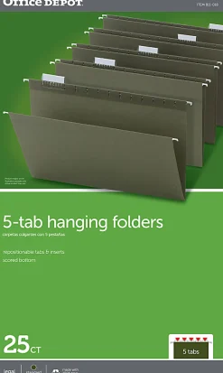 Office Depot® Brand Hanging Folders, 1/5 Cut, Legal Size, 100% Recycled, Green, Pack Of 25
