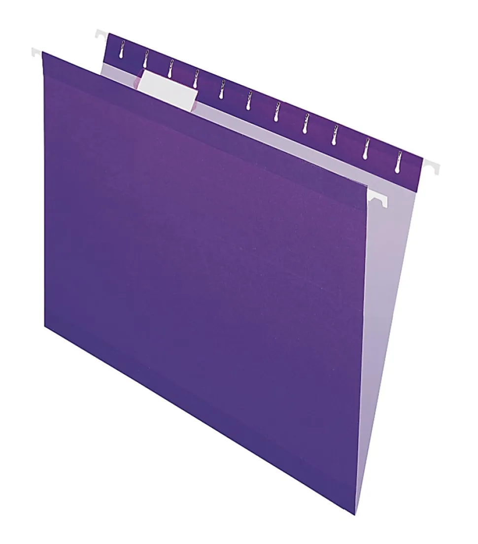Office Depot® Brand Hanging Folders, Letter Size, 1/5 Tab Cut, Violet, Box Of 25