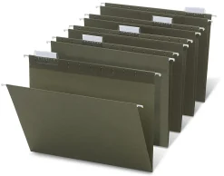 Office DepotĀ® Brand Hanging Folders, 1/5 Cut, Letter Size, 100% Recycled, Green, Pack Of 25