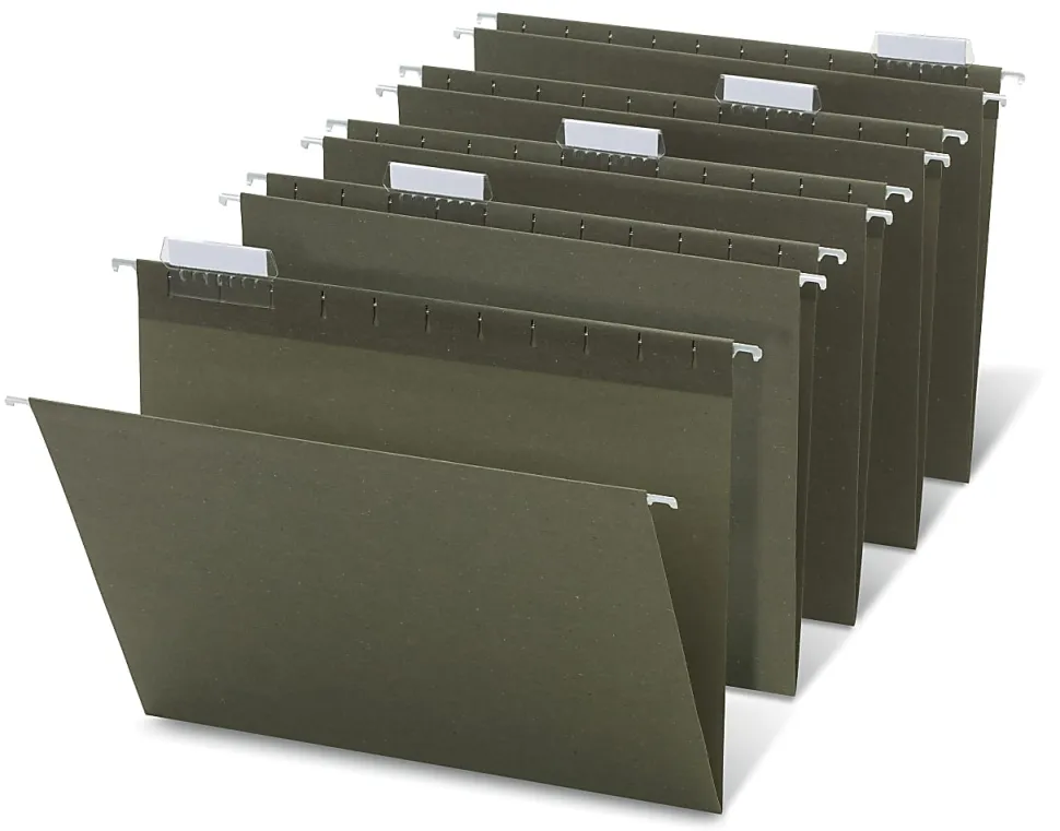 Office Depot® Brand Hanging Folders, 1/5 Cut, Letter Size, 100% Recycled, Green, Pack of 50