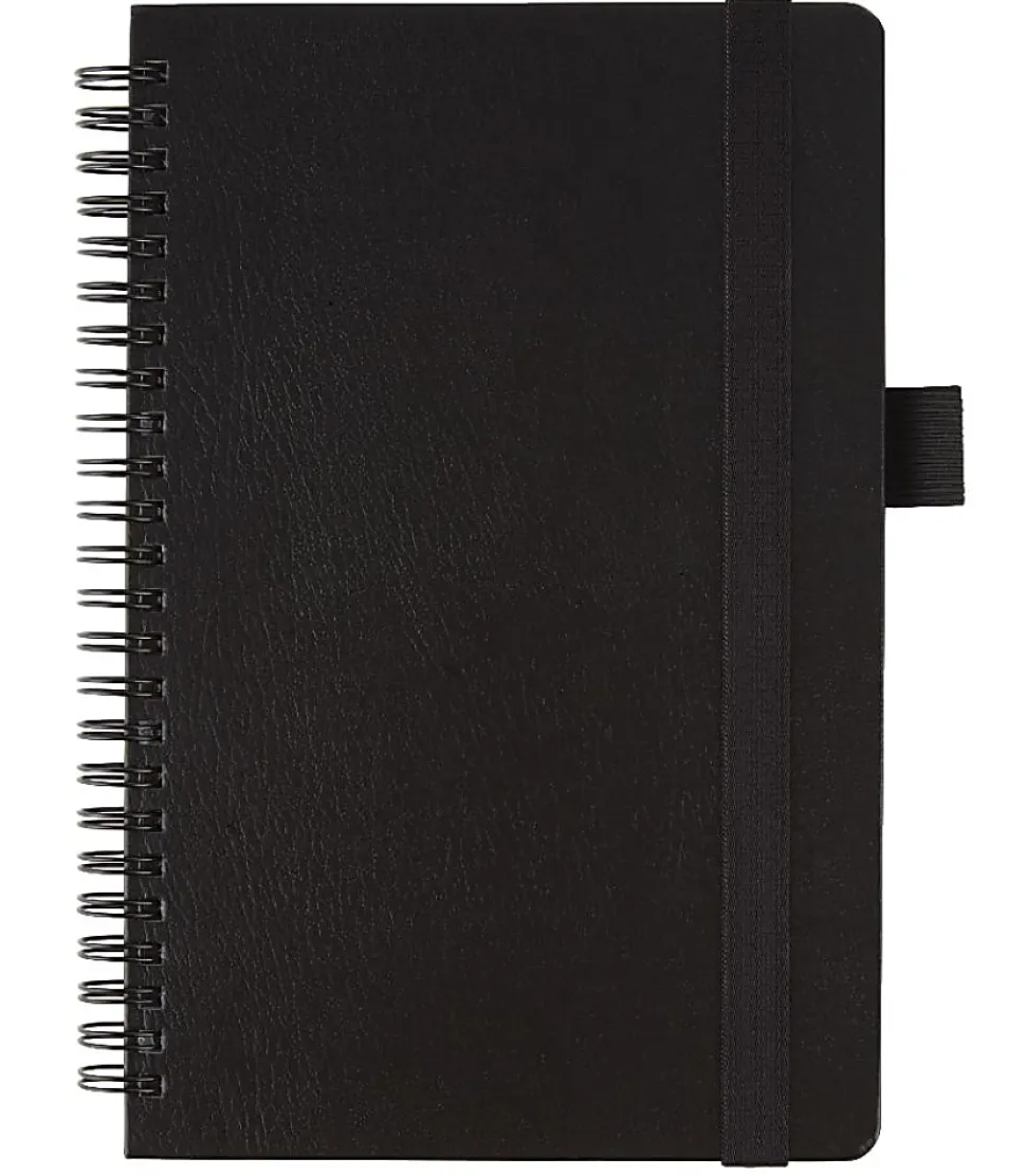 Office Depot® Brand Hard Cover Premium Business Notebook, Junior, 5 1/2" x 8 1/2", 1 Subject, Narrow Ruled, 120 Pages (60 Sheets), Black