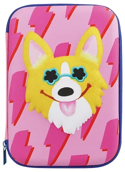 Office DepotĀ® Brand Hardtop Pencil Case, 9" x 6-1/4", Pink Corgi, Total Quantity 1