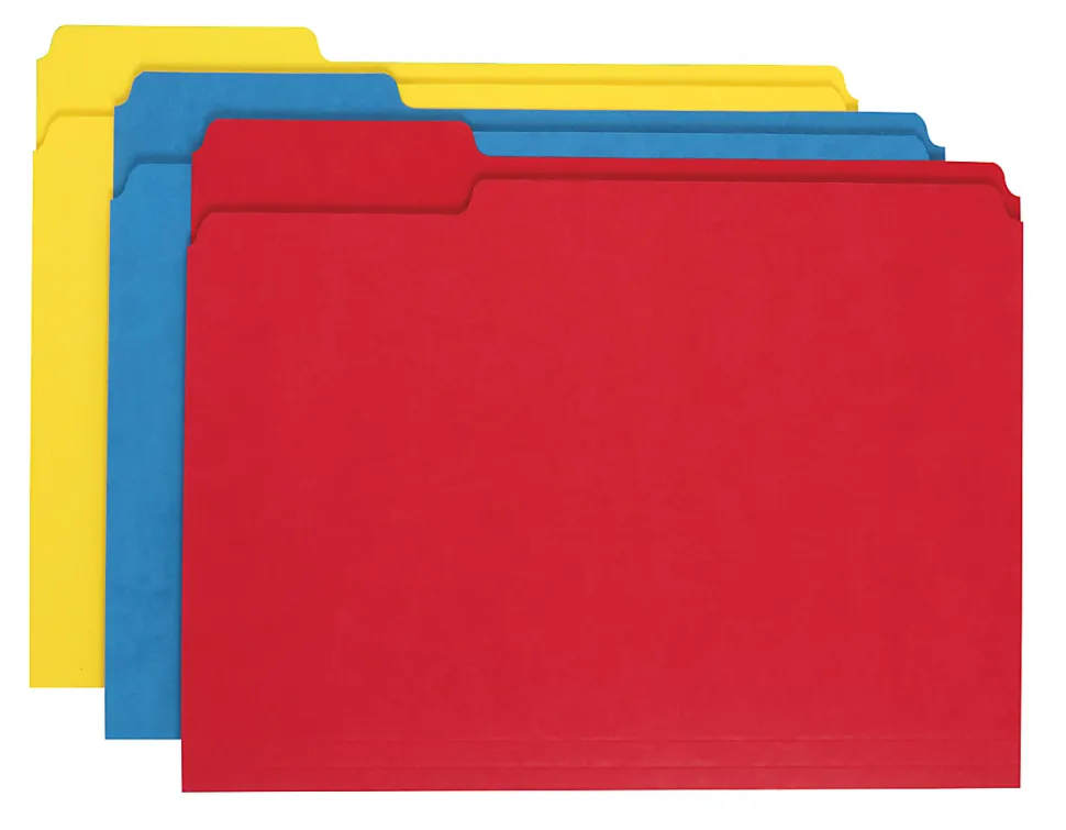 Office Depot® Brand Heavy-Duty Top-Tab File Folders, 3/4" Expansion, 8-1/2" x 11", Letter Size, Assorted, Pack Of 18 Folders
