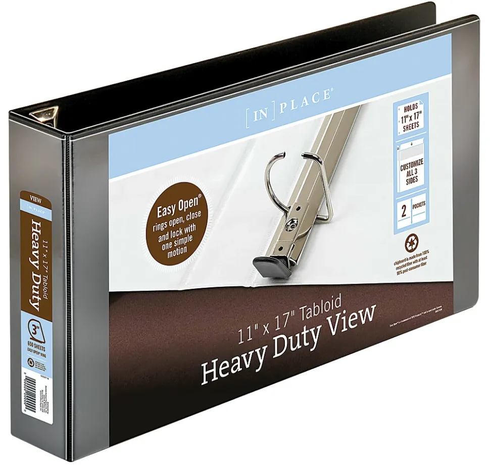Office Depot® Brand Heavy-Duty View 3-Ring Binder, 3" D-Rings, Black