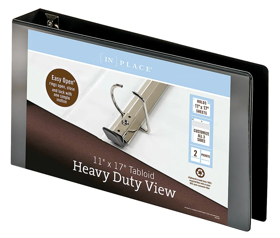 Office Depot® Brand Heavy-Duty View 3-Ring Binder, 3" D-Rings, Black