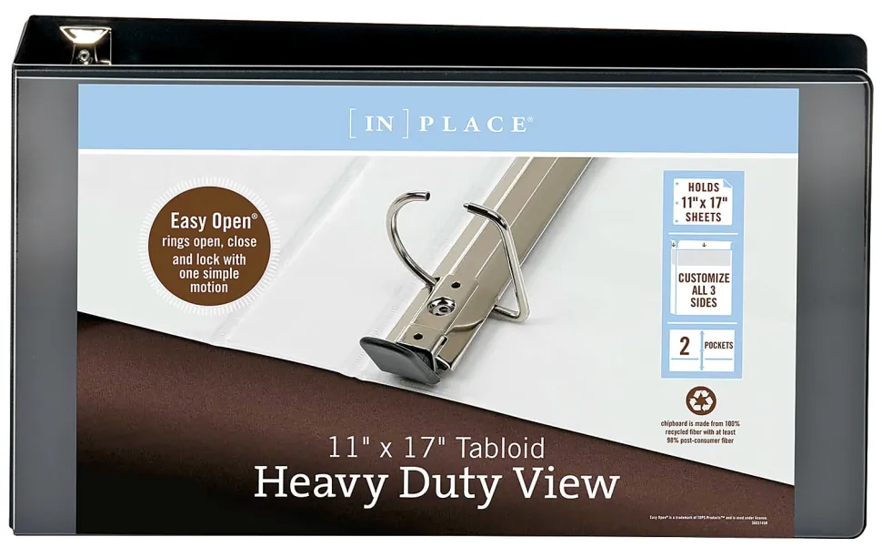 Office Depot® Brand Heavy-Duty View 3-Ring Binder, 3" D-Rings, Black