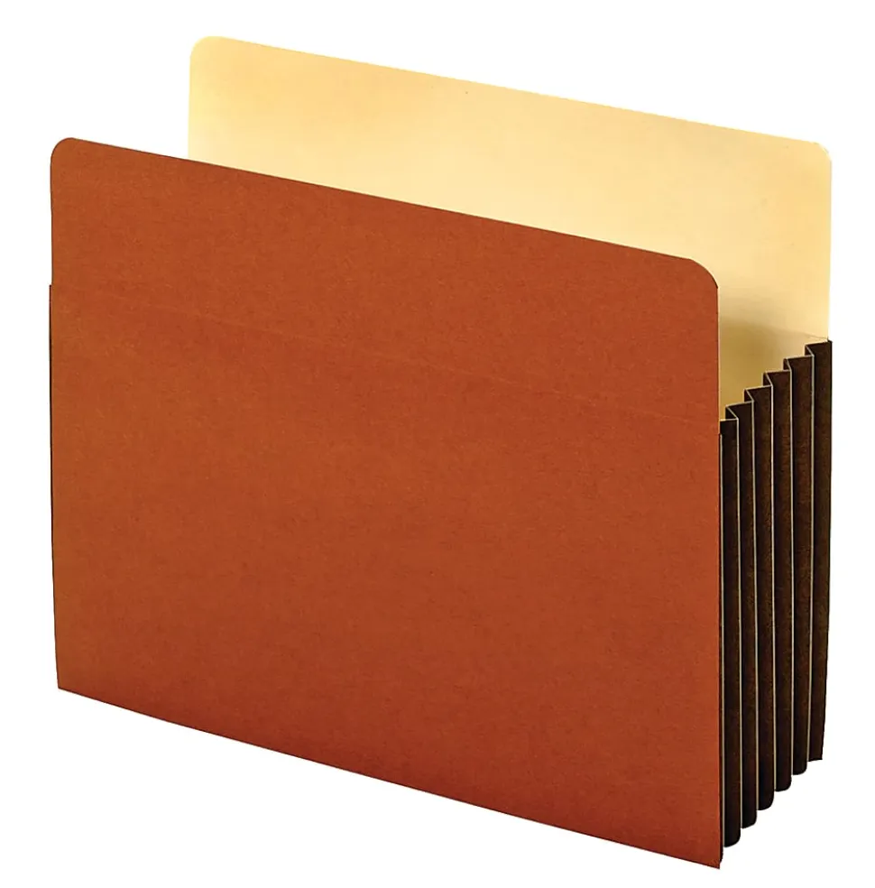 Office Depot® Brand Heavy-Duty File Pockets, 5 1/4" Expansion, 8 1/2" x 11", Letter Size, 30% Recycled, Brown, Box Of 10 File Pockets