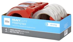 Office Depot® Brand Heavy Duty Shipping Packing Tape With Dispenser, 1.89" x 54.6 Yd, Crystal Clear, Pack Of 4 Rolls