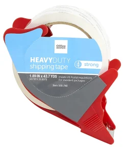 Office Depot® Brand Heavy Duty Shipping Packing Tape With Dispenser, 1.89" x 43.7 Yd., Crystal Clear