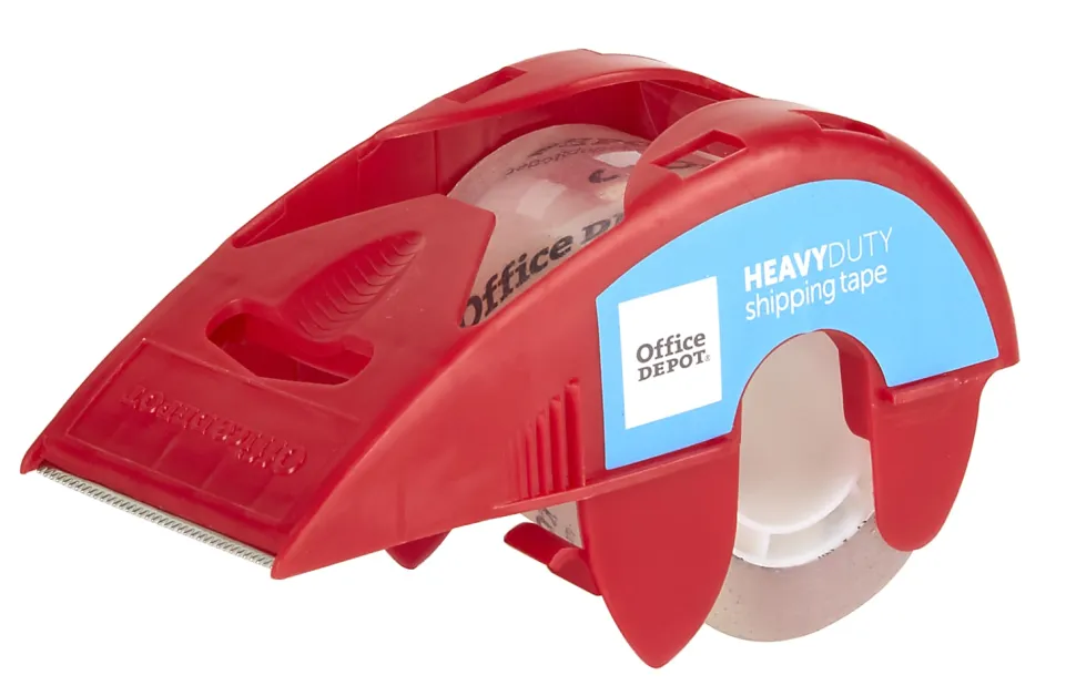 Office Depot® Brand Heavy Duty Shipping Packing Tape With Dispenser, 2" x 22.2 Yd, Crystal Clear, Pack Of 6 Rolls
