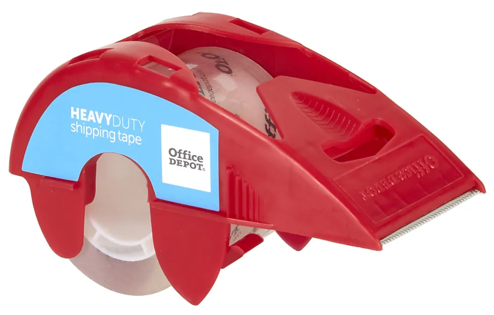 Office Depot® Brand Heavy Duty Shipping Packing Tape With Dispenser, 2" x 22.2 Yd, Crystal Clear, Pack Of 6 Rolls