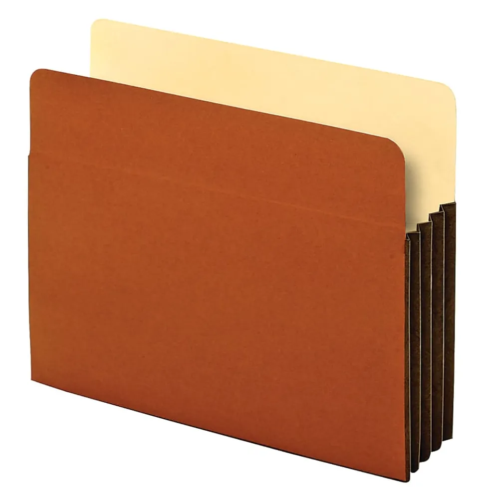 Office Depot® Brand Heavy-Duty File Pockets, 3 1/2" Expansion, 8 1/2" x 11", Letter Size, 30% Recycled, Brown, Box Of 10 File Pockets