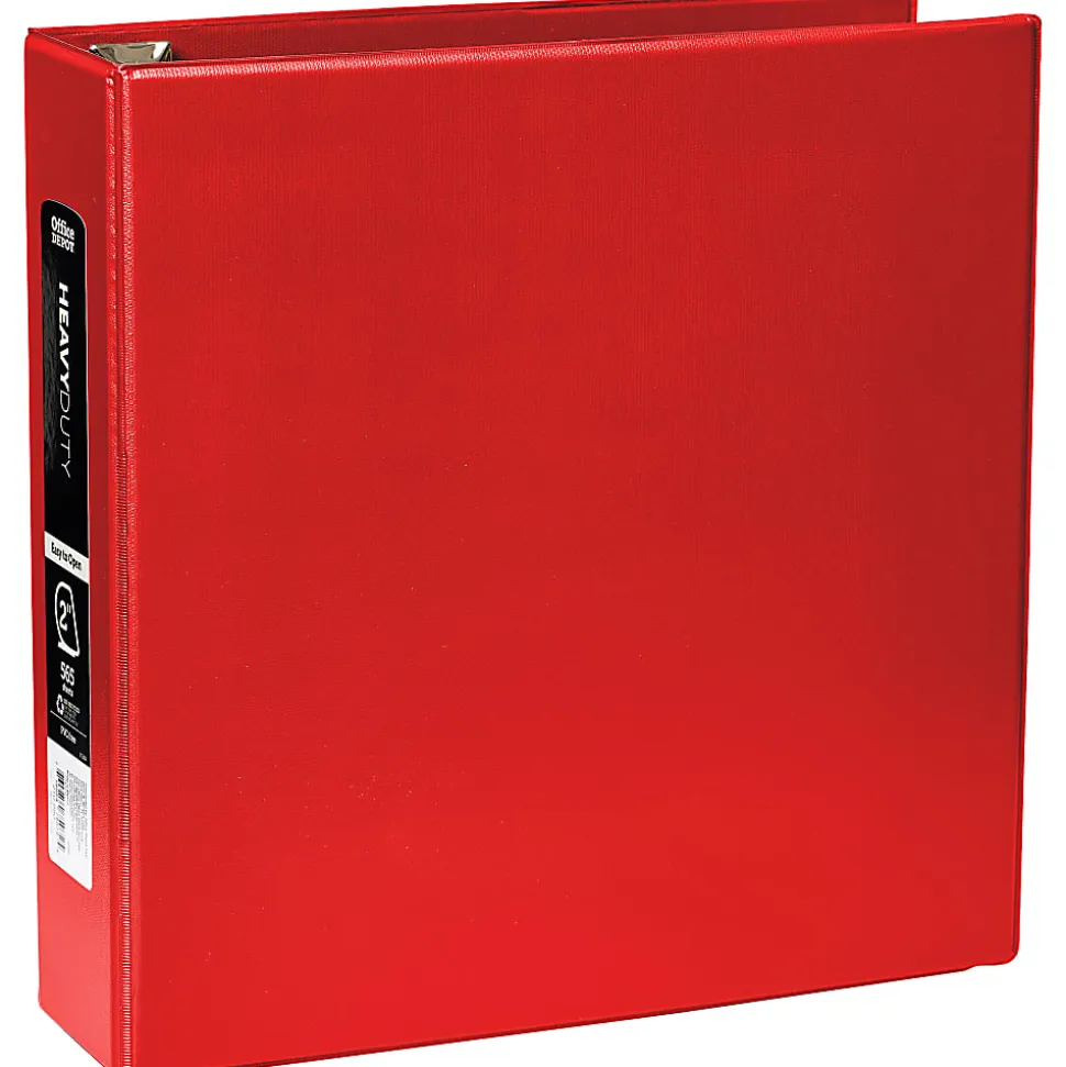 Office Depot® Brand Heavy-Duty 3-Ring Binder, 2" D-Rings, Red