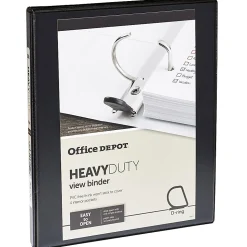 Office DepotĀ® Brand Heavy-Duty View 3-Ring Binder, 1/2" D-Rings, Black