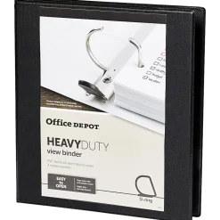 Office DepotĀ® Brand Heavy-Duty View 3-Ring Binder, 1" D-Rings, 49% Recycled, Black
