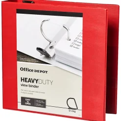 Office DepotĀ® Brand Heavy-Duty View 3-Ring Binder, 3" D-Rings, 49% Recycled, Red