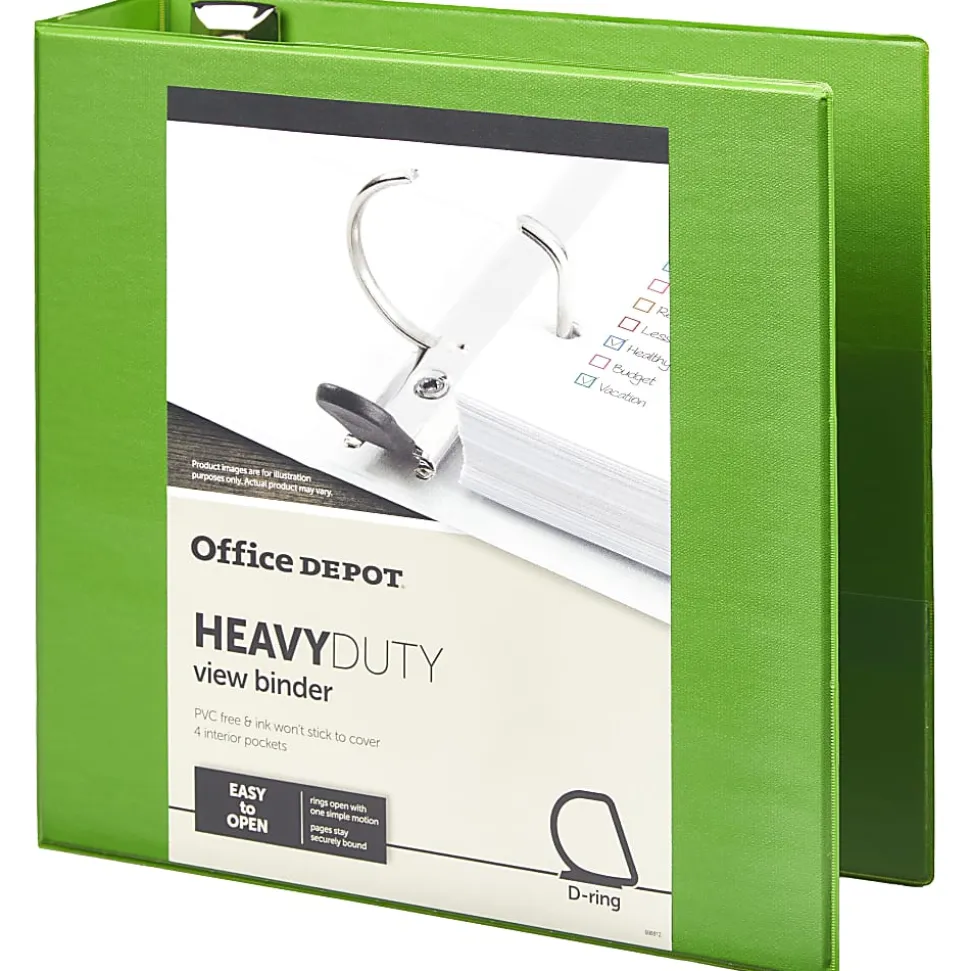 Office Depot® Brand Heavy-Duty View 3-Ring Binder, 3" D-Rings, Army Green