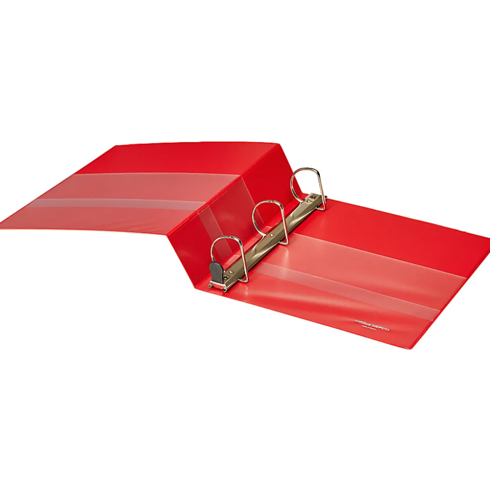 Office Depot® Brand Heavy-Duty View 3-Ring Binder, 2" D-Rings, 49% Recycled, Red