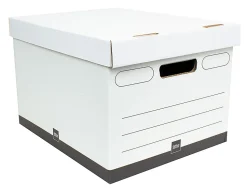 Office DepotĀ® Brand Heavy-Duty Quick Set Up Storage Boxes, Letter/Legal Size, 15" x 12" x 10", White/Black, Pack Of 5