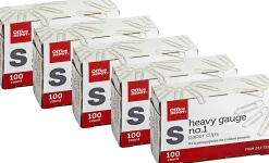 Office Depot® Brand Heavy Gauge Paper Clips, No. 1, Small, Silver, Pack Of 5 Boxes, 100 Clips Per Box, 500 Total