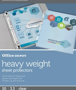 Office DepotĀ® Brand Heavyweight Sheet Protectors, 8-1/2" x 11", Clear, Pack Of 50