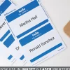 Office Depot® Brand Hello Name Badge Labels, 2 11/32" x 3 3/8", Blue Border, Pack Of 100