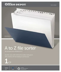 Office Depot® Brand Index Desk Sorter, Letter Size, A - Z, Navy, 20 Tabs