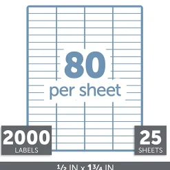 Office DepotĀ® Brand Inkjet/Laser Return Address Labels, Rectangle 1/2" x 1 3/4", White, Pack Of 2,000