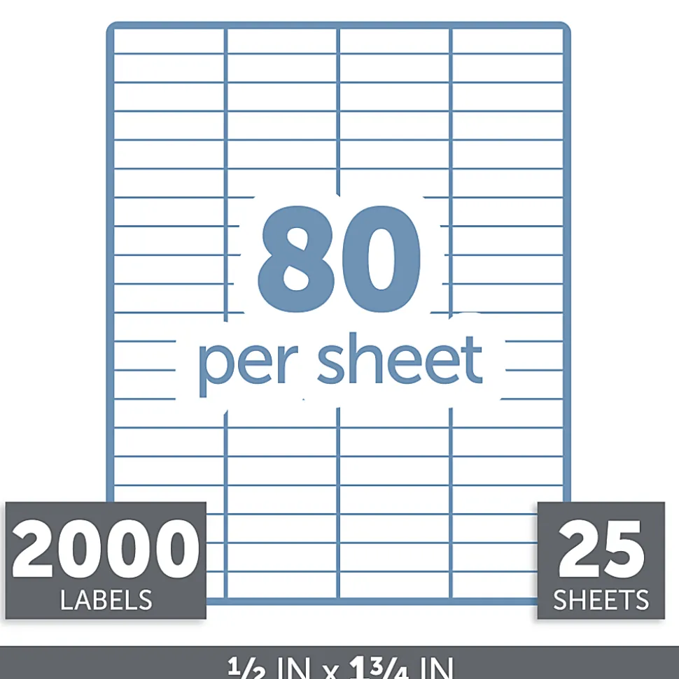 Office Depot® Brand Inkjet/Laser Return Address Labels, Rectangle 1/2" x 1 3/4", White, Pack Of 2,000