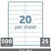 Office Depot® Brand Inkjet/Laser Address Labels, Rectangle, 1" x 4", White, Pack Of 500