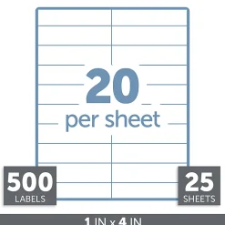 Office DepotĀ® Brand Inkjet/Laser Address Labels, Rectangle, 1" x 4", White, Pack Of 500