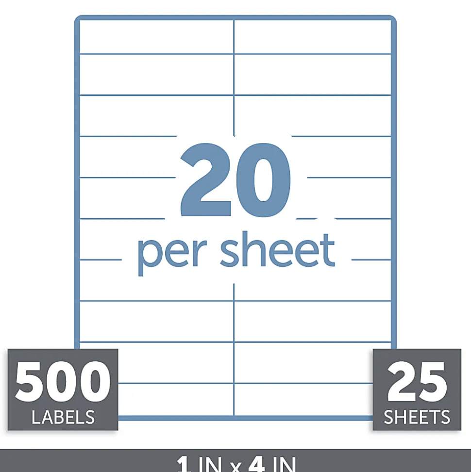 Office Depot® Brand Inkjet/Laser Address Labels, Rectangle, 1" x 4", White, Pack Of 500