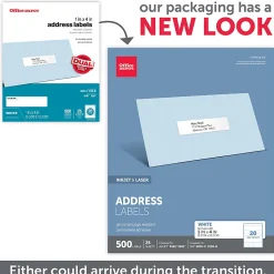 Office Depot® Brand Inkjet/Laser Address Labels, Rectangle, 1" x 4", White, Pack Of 500