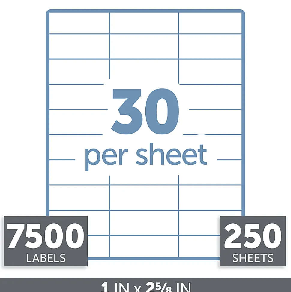 Office Depot® Brand Inkjet/Laser Address Labels, Rectangle, 2" x 4", White, Pack Of 7,500