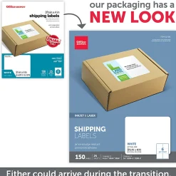 Office Depot® Brand Inkjet/Laser Shipping Labels, Rectangle, 3 1/3" x 4", White, Pack Of 150