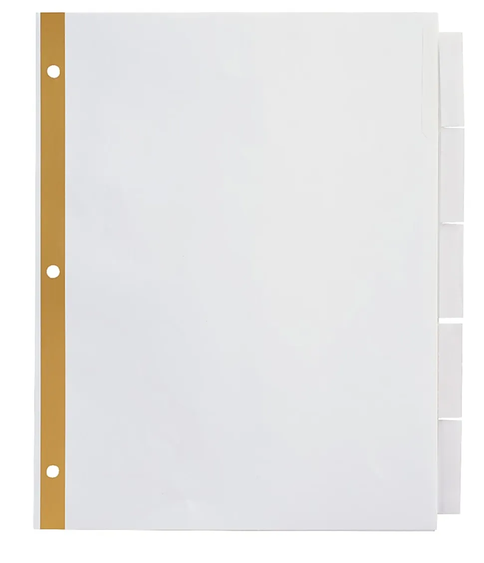 Office Depot® Brand Insertable Dividers With Big Tabs, White, Clear Tabs, 5-Tab