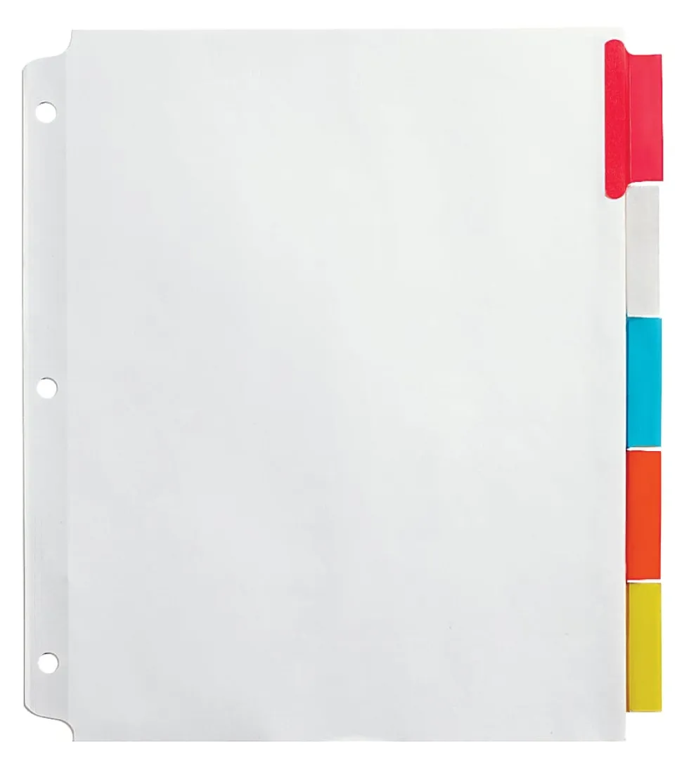 Office Depot® Brand Insertable Extra-Wide Dividers With Big Tabs, Assorted Colors, 5-Tab