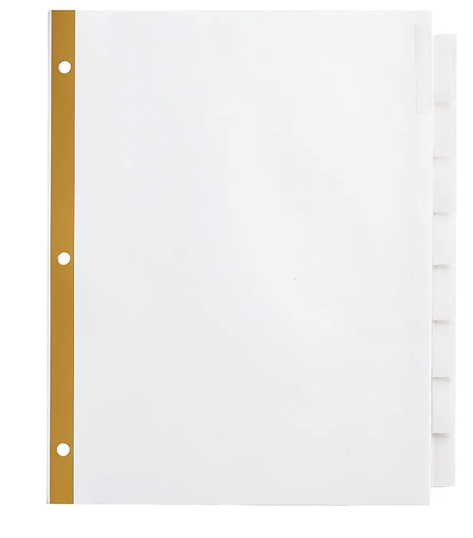 Office Depot® Brand Insertable Dividers With Big Tabs, White, Clear Tabs, Set Of 8