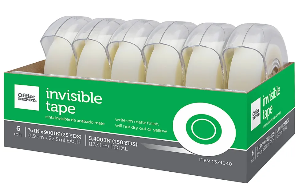Office Depot® Brand Invisible Tape With Dispenser, 3/4" x 900", Pack Of 6